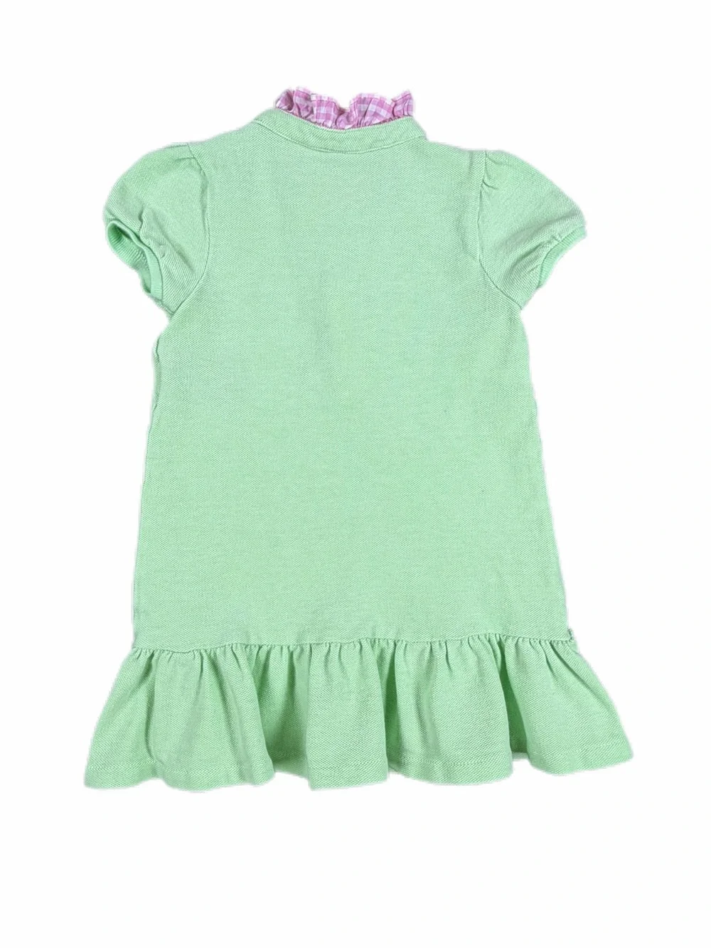 RALPH LAUREN Gingham Ruffle Collar Mesh Cotton Polo Dress - 18M